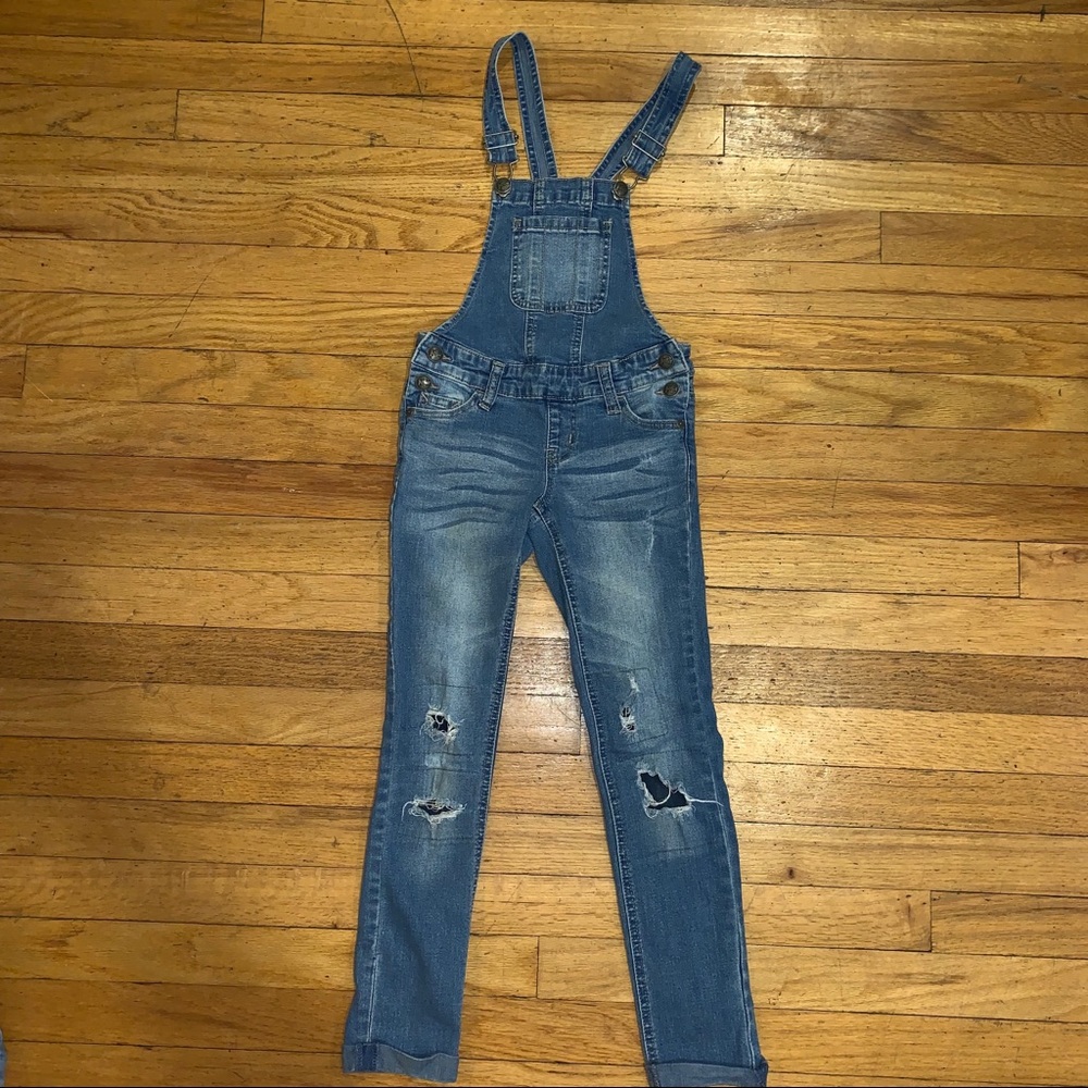 Justice slim denim overalls